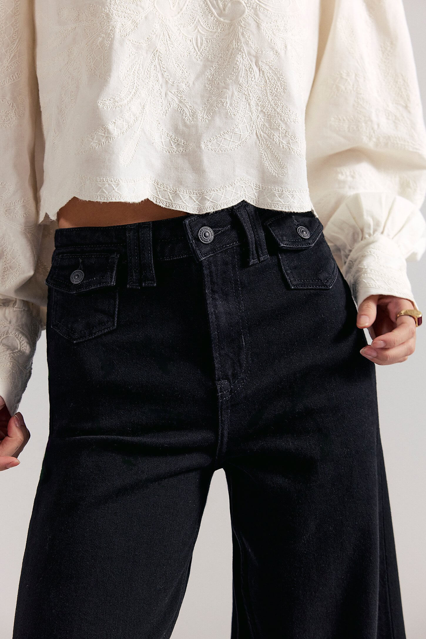 Free People Kellee Palazzo Jeans in black eyeliner