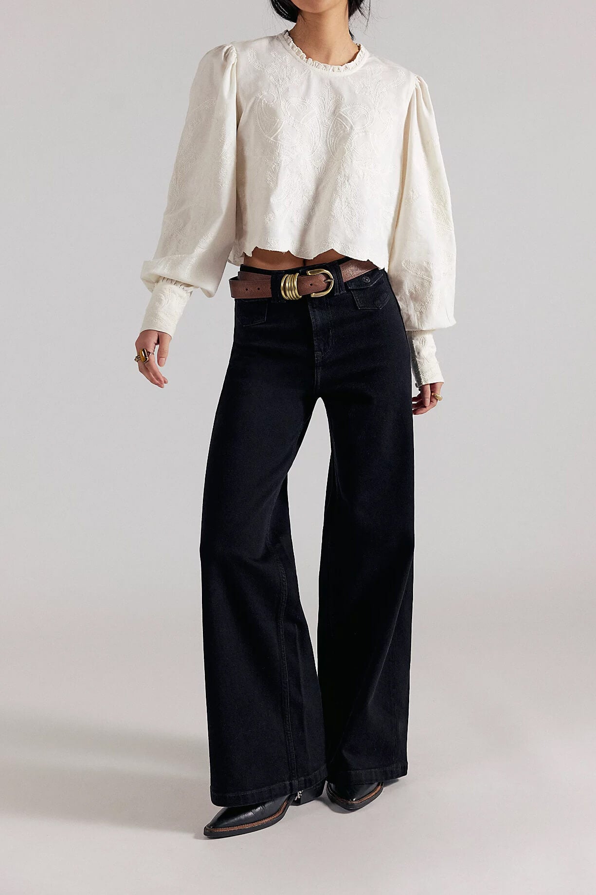 Free People Kellee Palazzo Jeans in black eyeliner