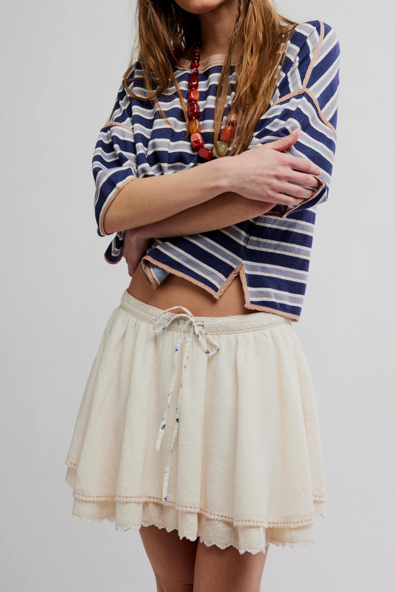 Free People Lady Tulip Mini Skirt in tea