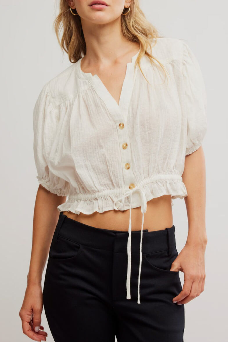 Free People Little cloud shirt in clean ivory