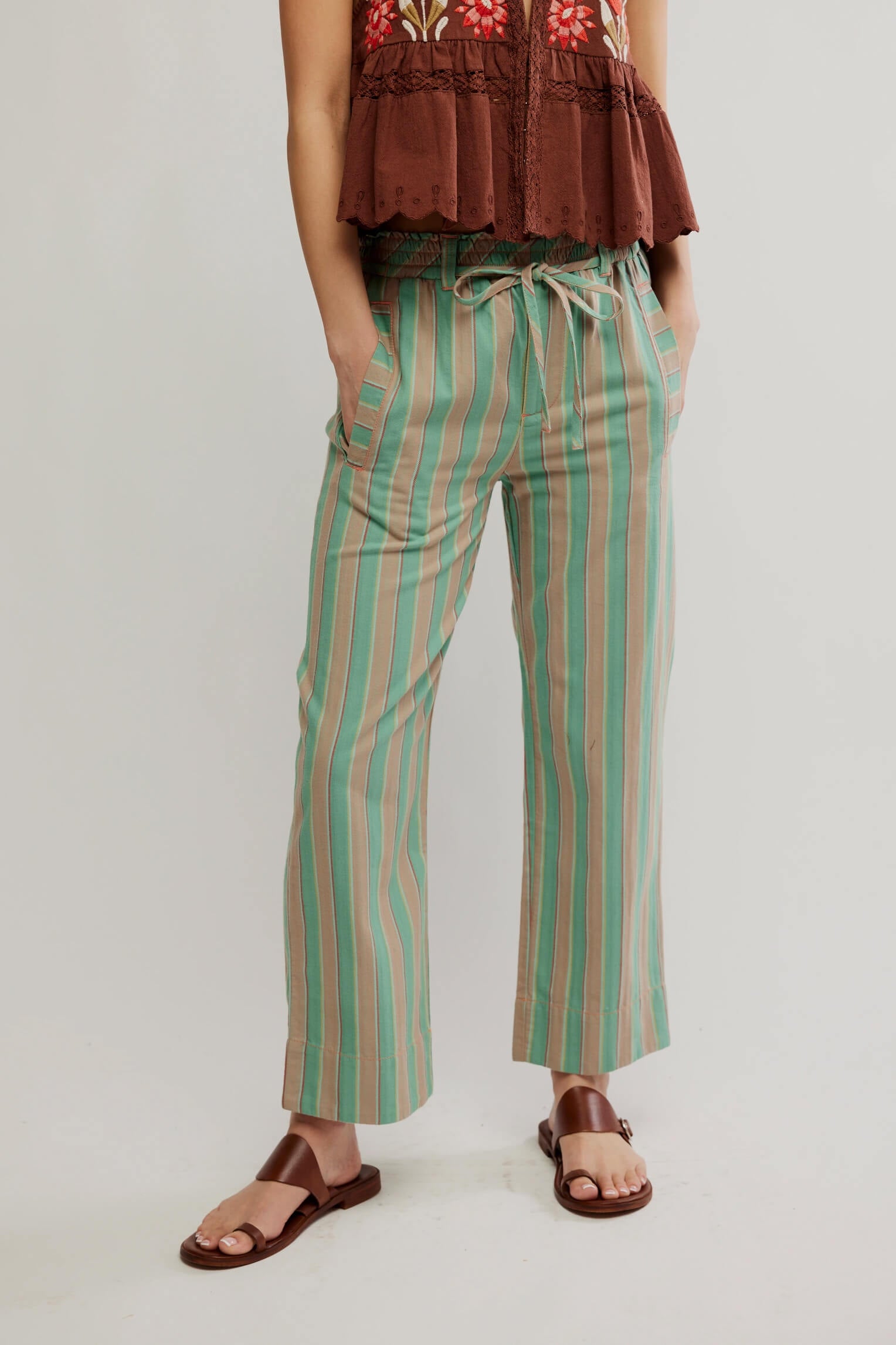 Free People Marielle Pull On Pants in ginger combo