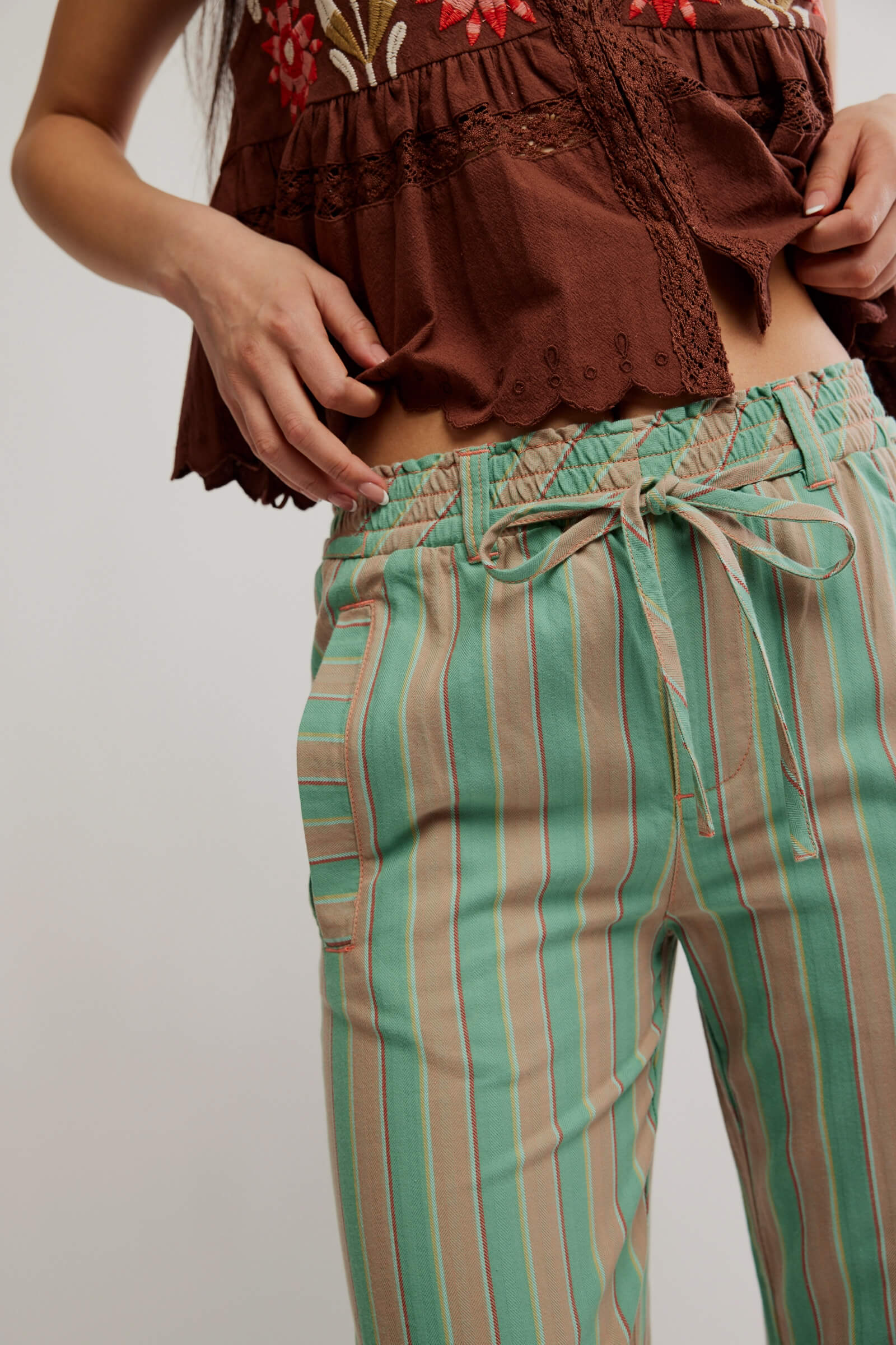 Free People Marielle Pull On Pants in ginger combo