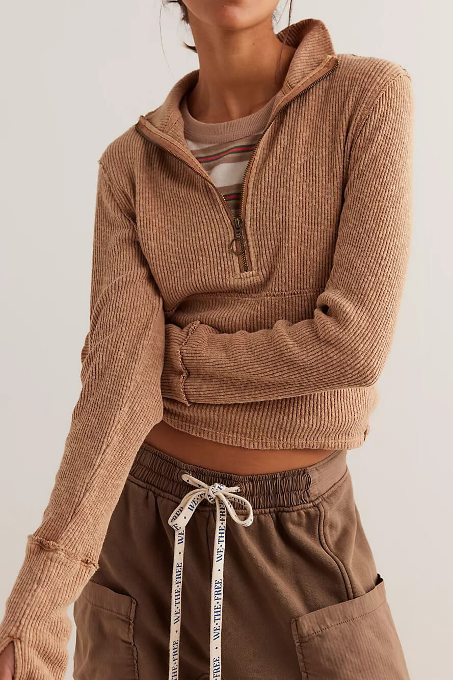 Free People midnight half zip in tobacco