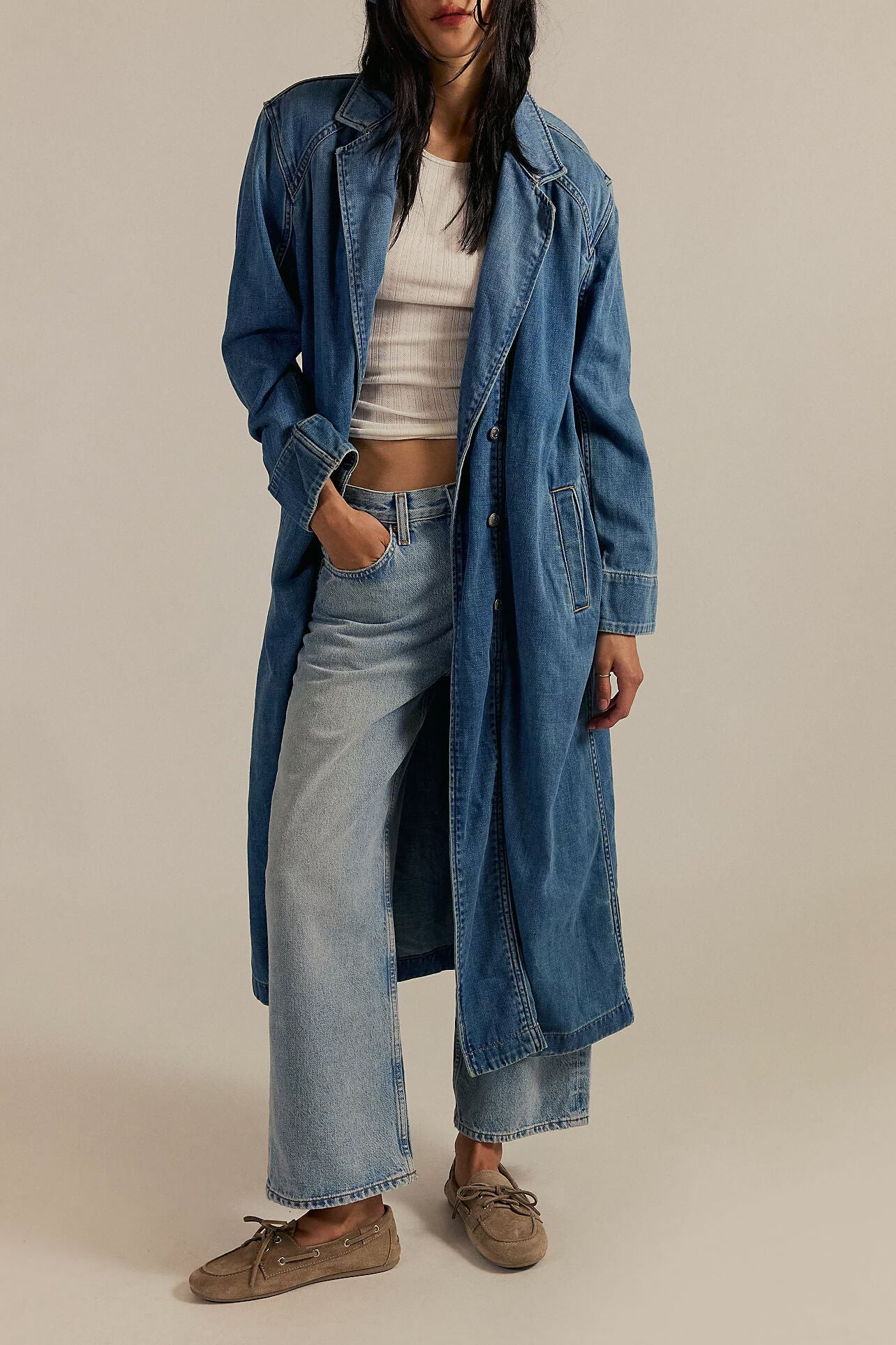 Free People Monique Indigo Duster in sunlight blue