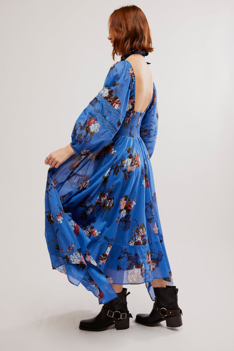 Free People morning glory maxi in dutch blue combo