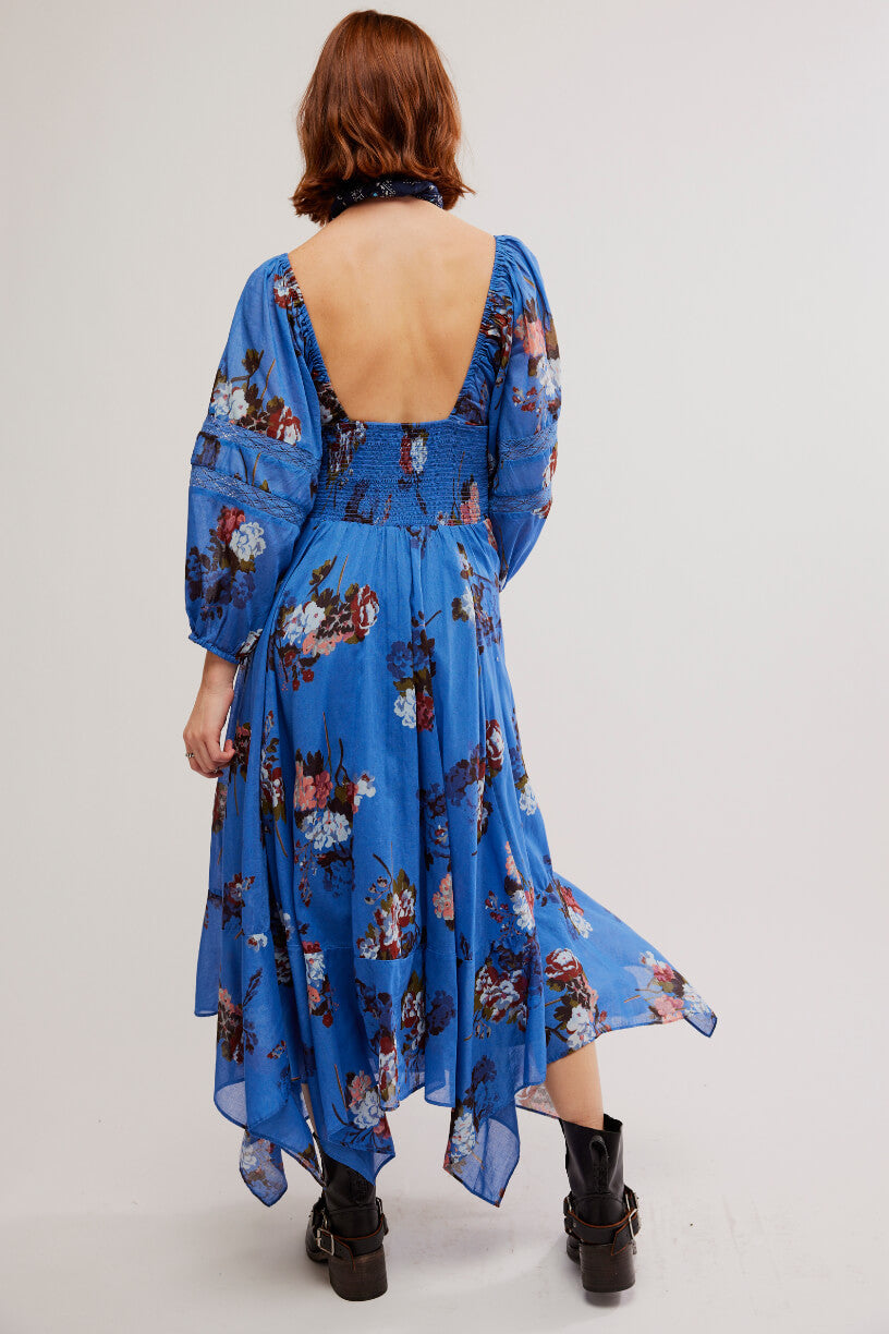 Free People morning glory maxi in dutch blue combo