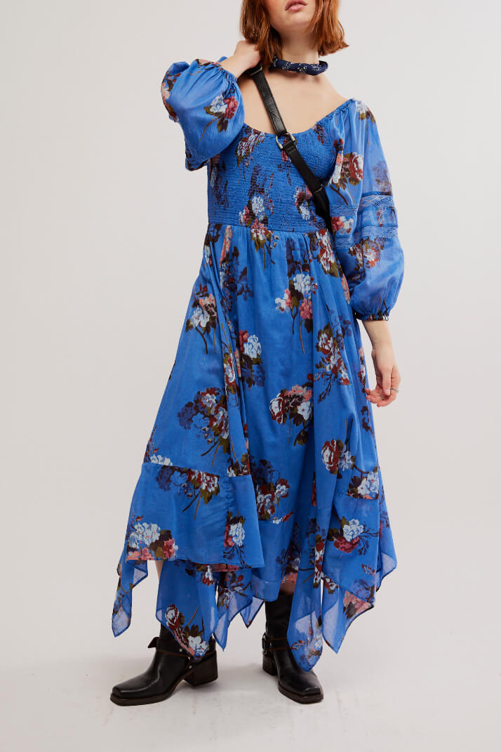 Free People morning glory maxi in dutch blue combo