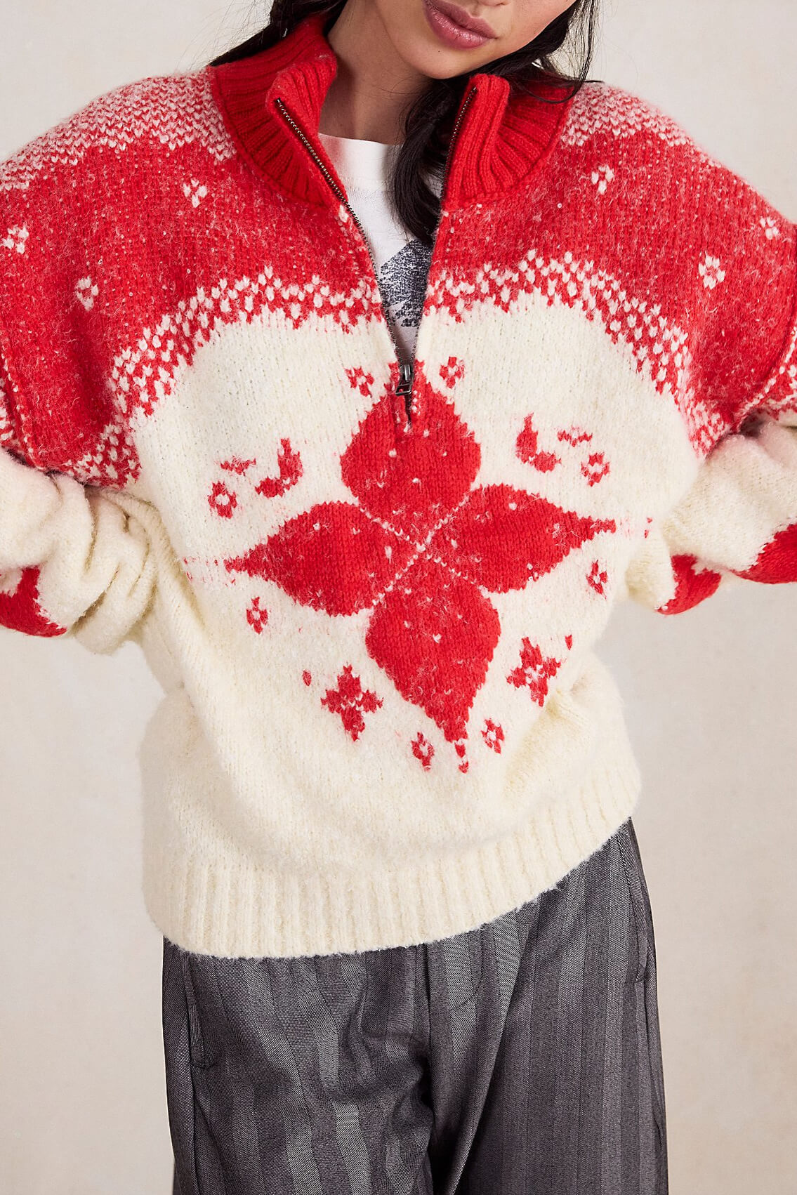 Free People Mythical Sweater in vanilla combo