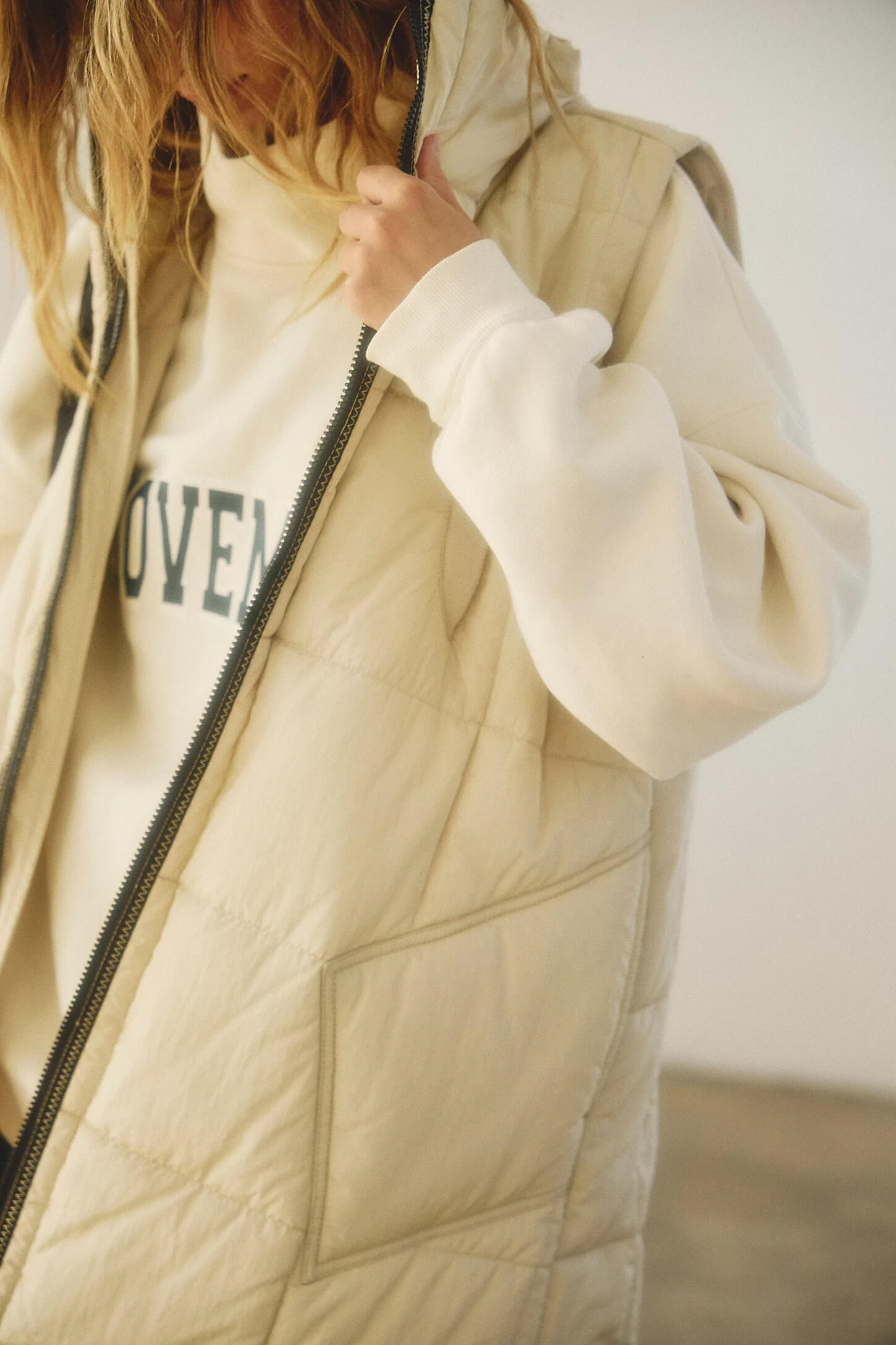 Free People On The Move Packable Vest in muted beige