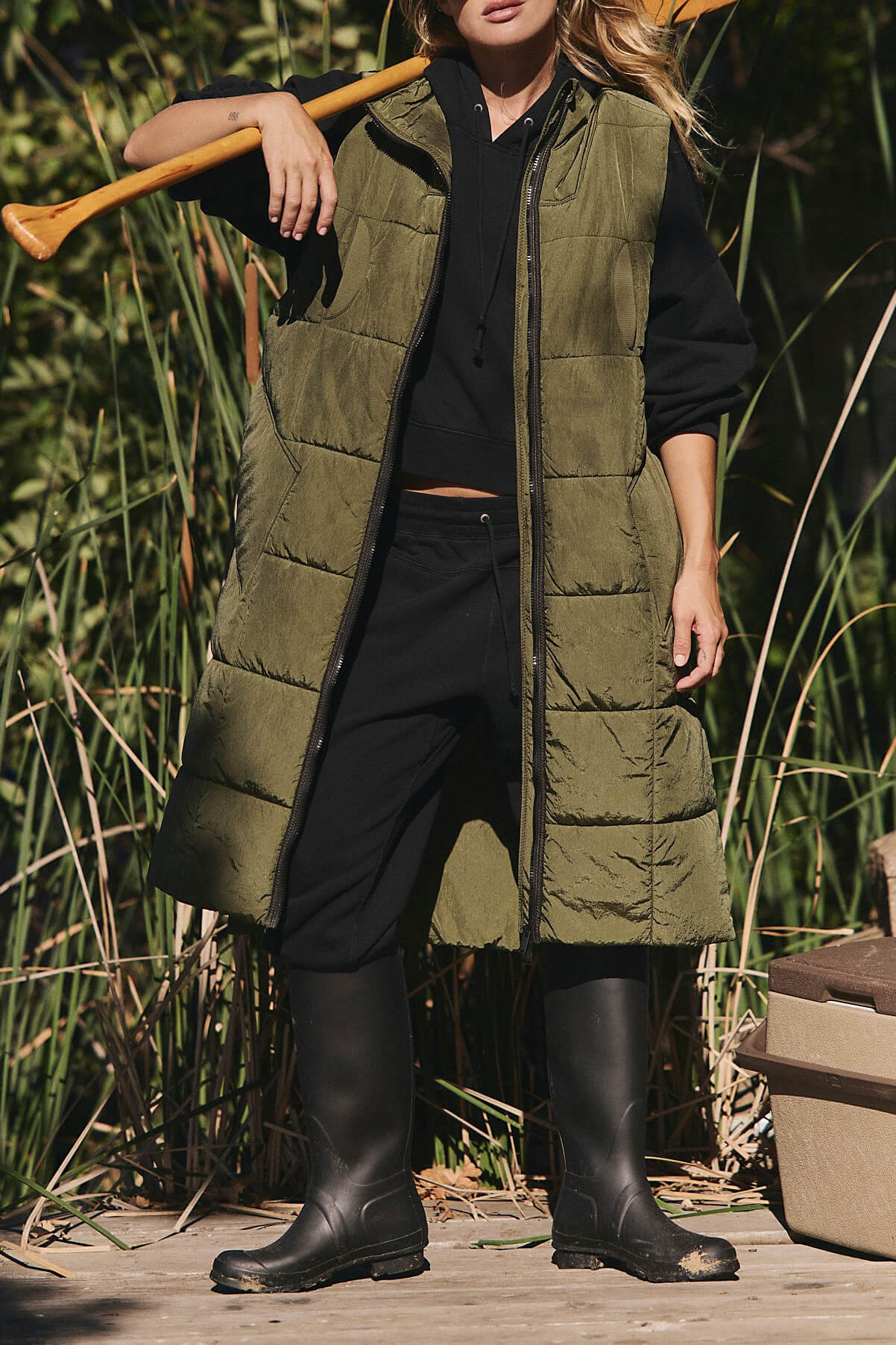 Free People On The Move Packable Vest in seagrass