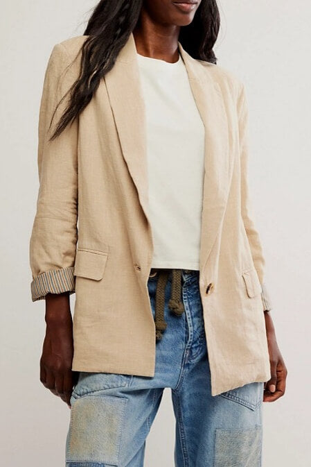 Free People prep school blazer in birch