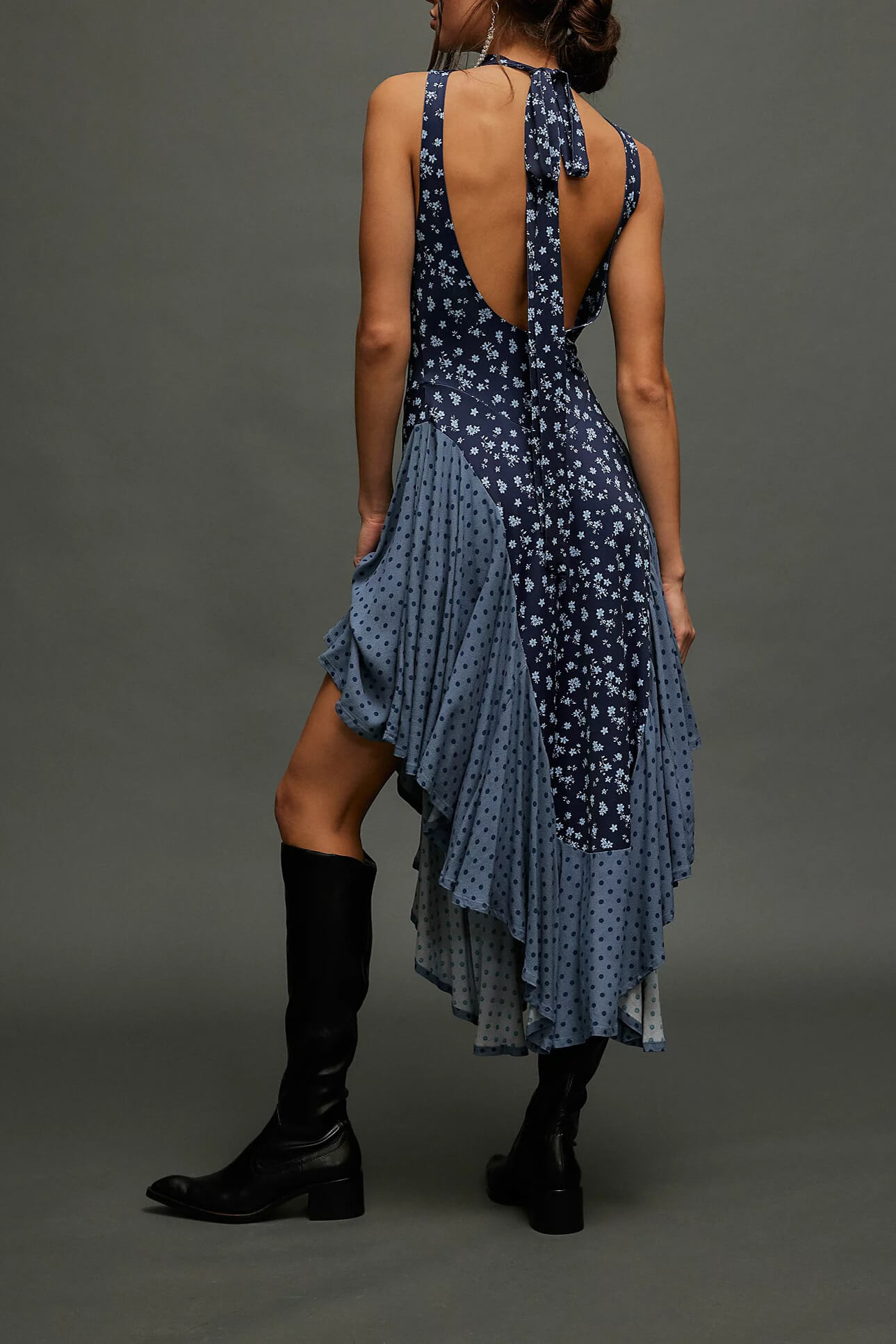 Free People Ramada midi dress in sapphire combo