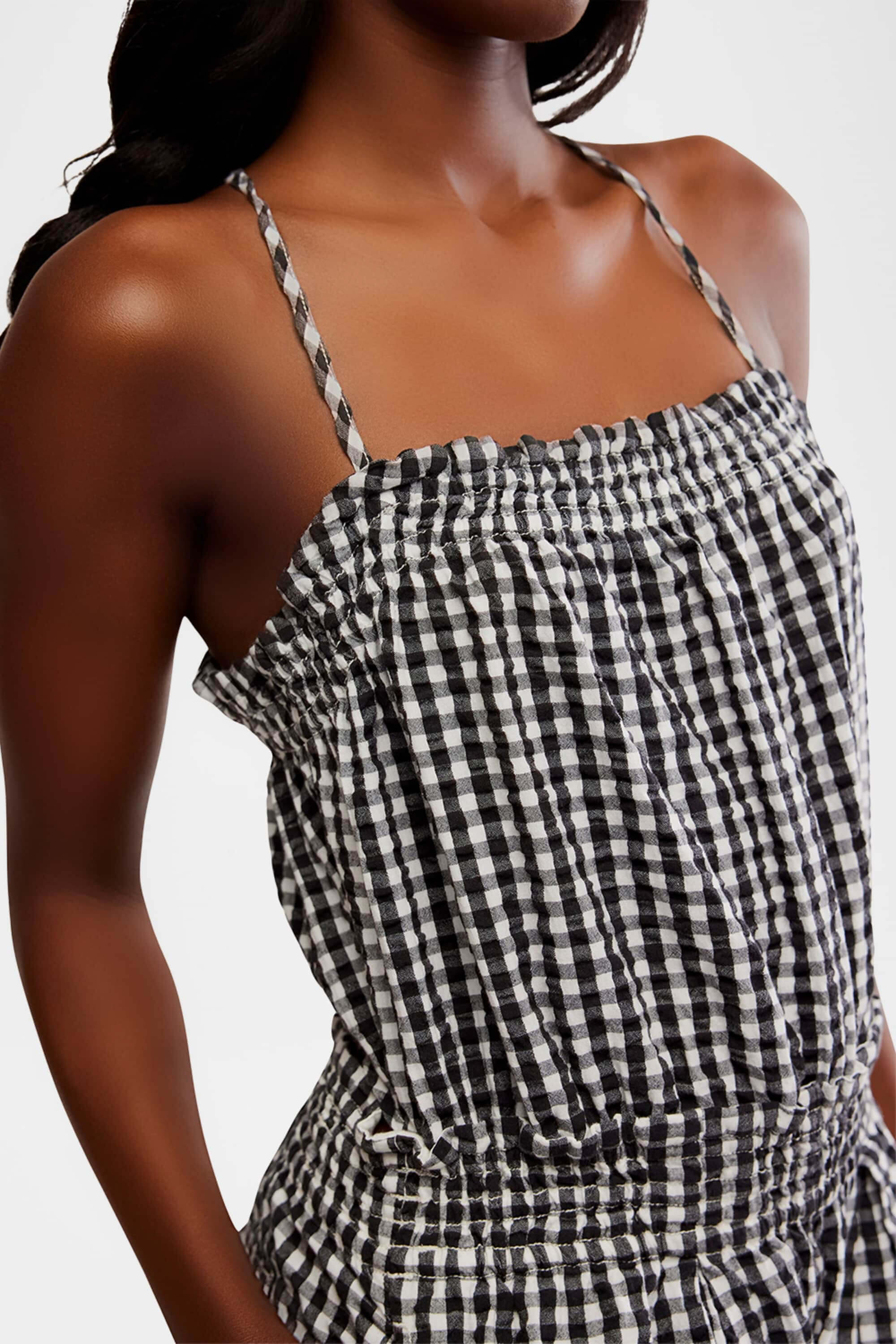 Free People Retro heatwave gingham one piece in black combo