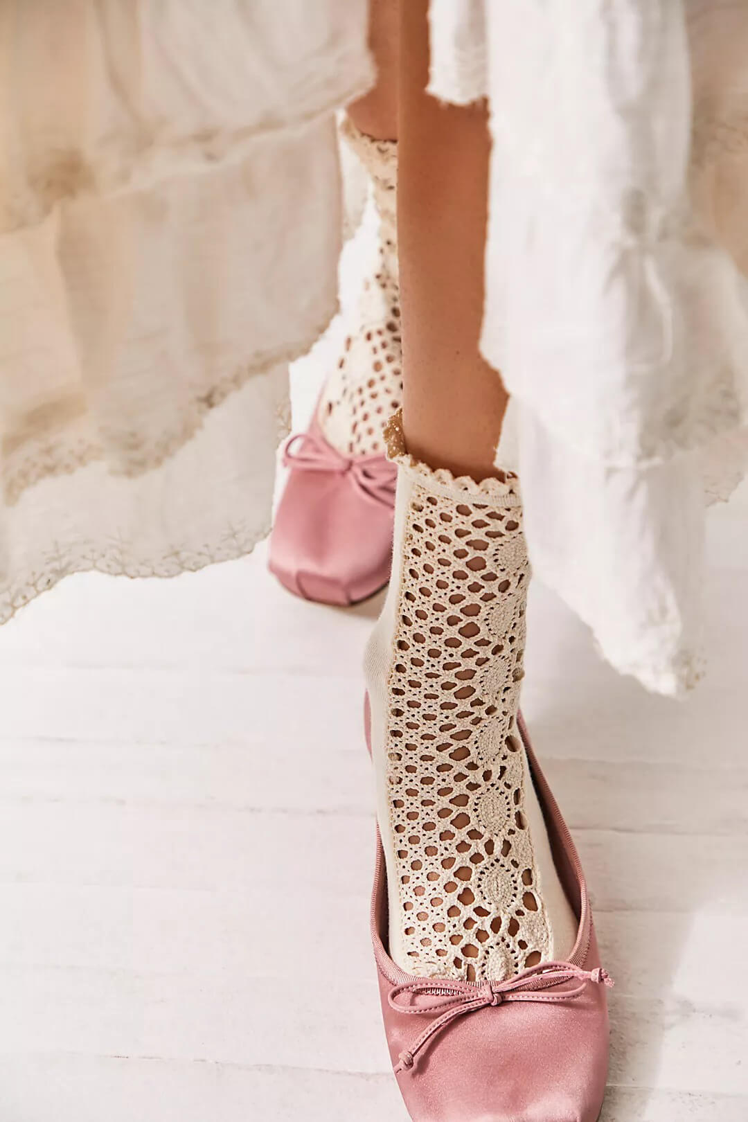 Free People rubies crochet socks in ivory