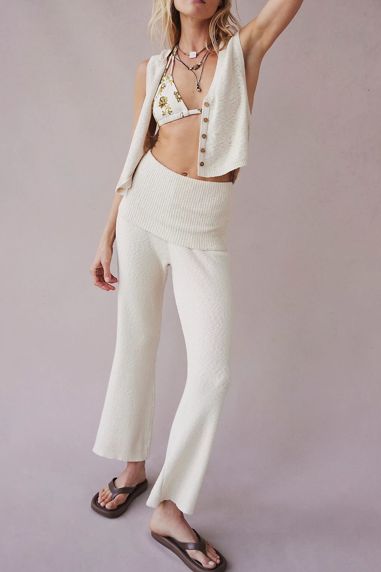 Free People ruby sweater pant set in raw white