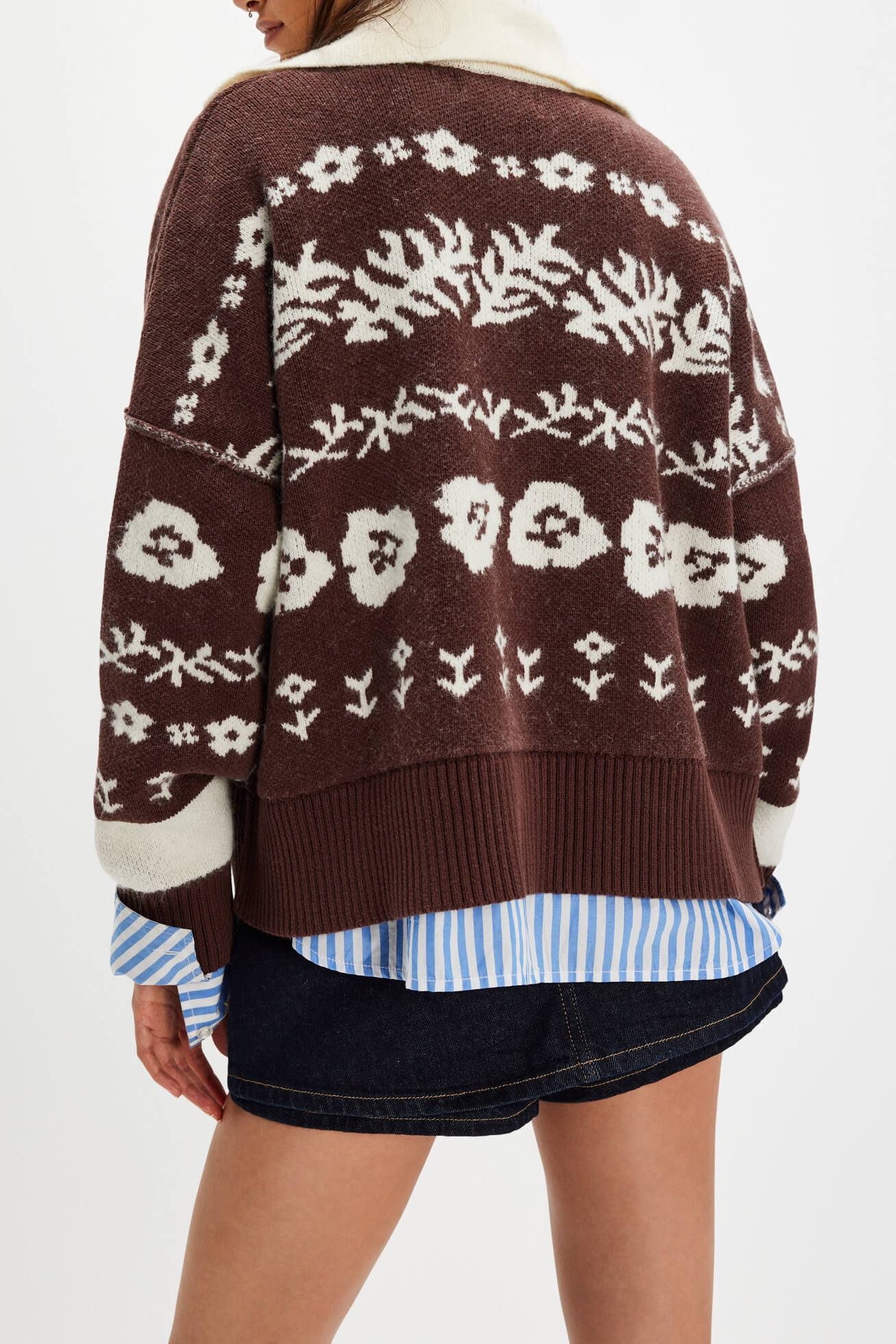 Free People Shelby Cardigan chocolate combo