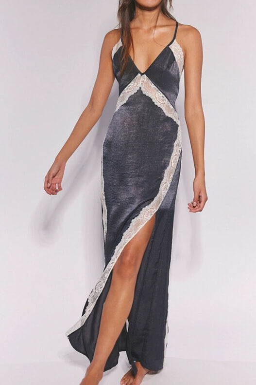 Free People Some Kind Of Love Slip Dress in black combo