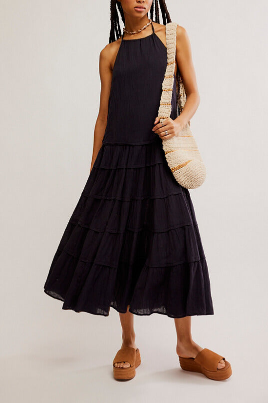 Free People somewhere sunny maxi in black