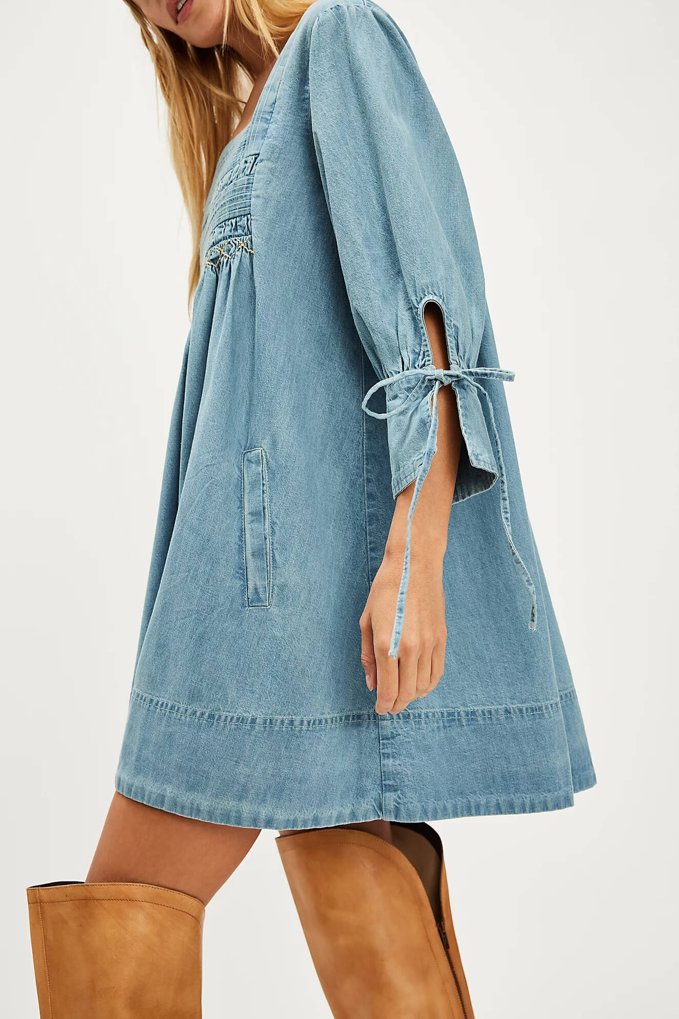 Free People Sonora Denim Mini Dress in cornflower
