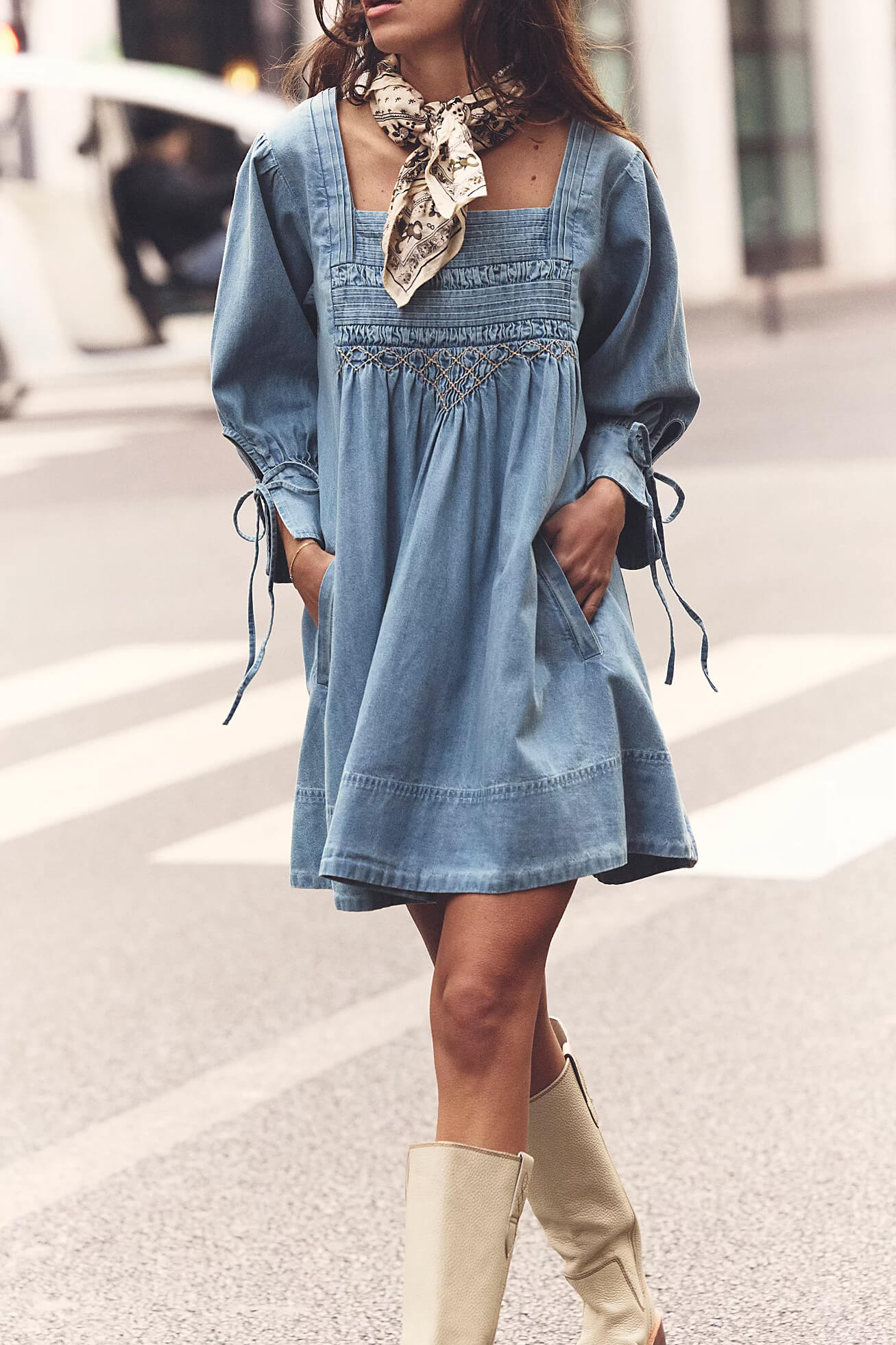 Free People Sonora Denim Mini Dress in cornflower