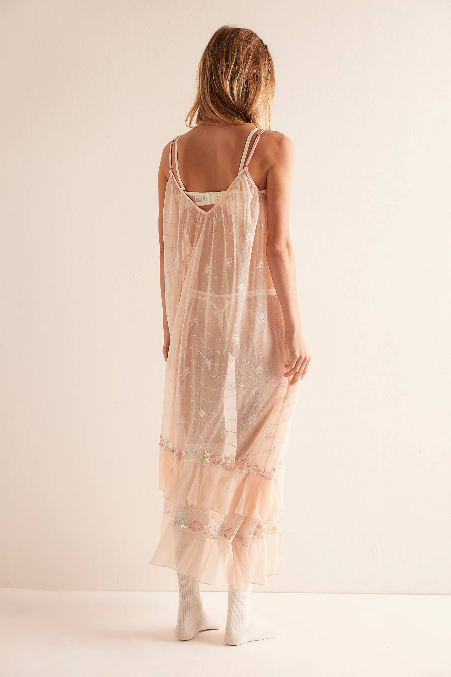 Free People Star Of The Show Midi Slip in peach dust
