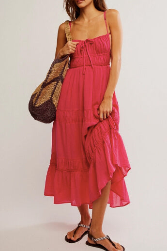 Free People taking sides maxi dress in rose bright