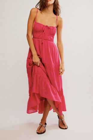 Free People taking sides maxi dress in rose bright