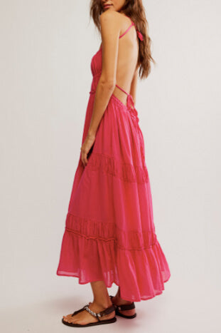 Free People taking sides maxi dress in rose bright