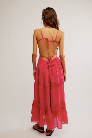 Free People taking sides maxi dress in rose bright