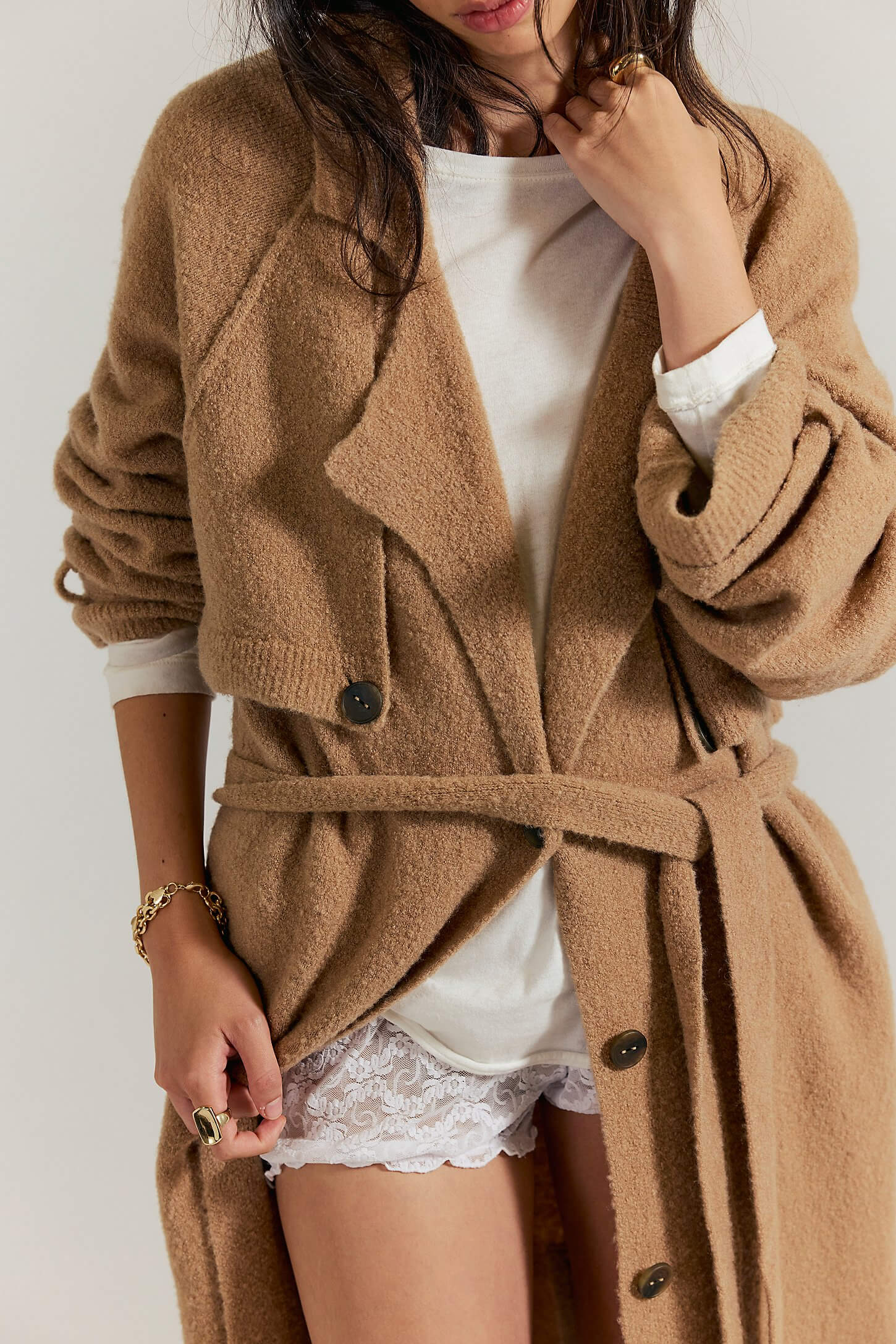 Trespass Trench by Free People in morning sand