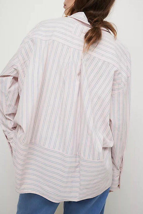 Free People Varsity Vibes shirt in pink combo