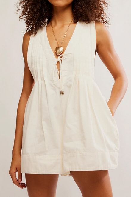 Free People Webster Romper in ecru wash