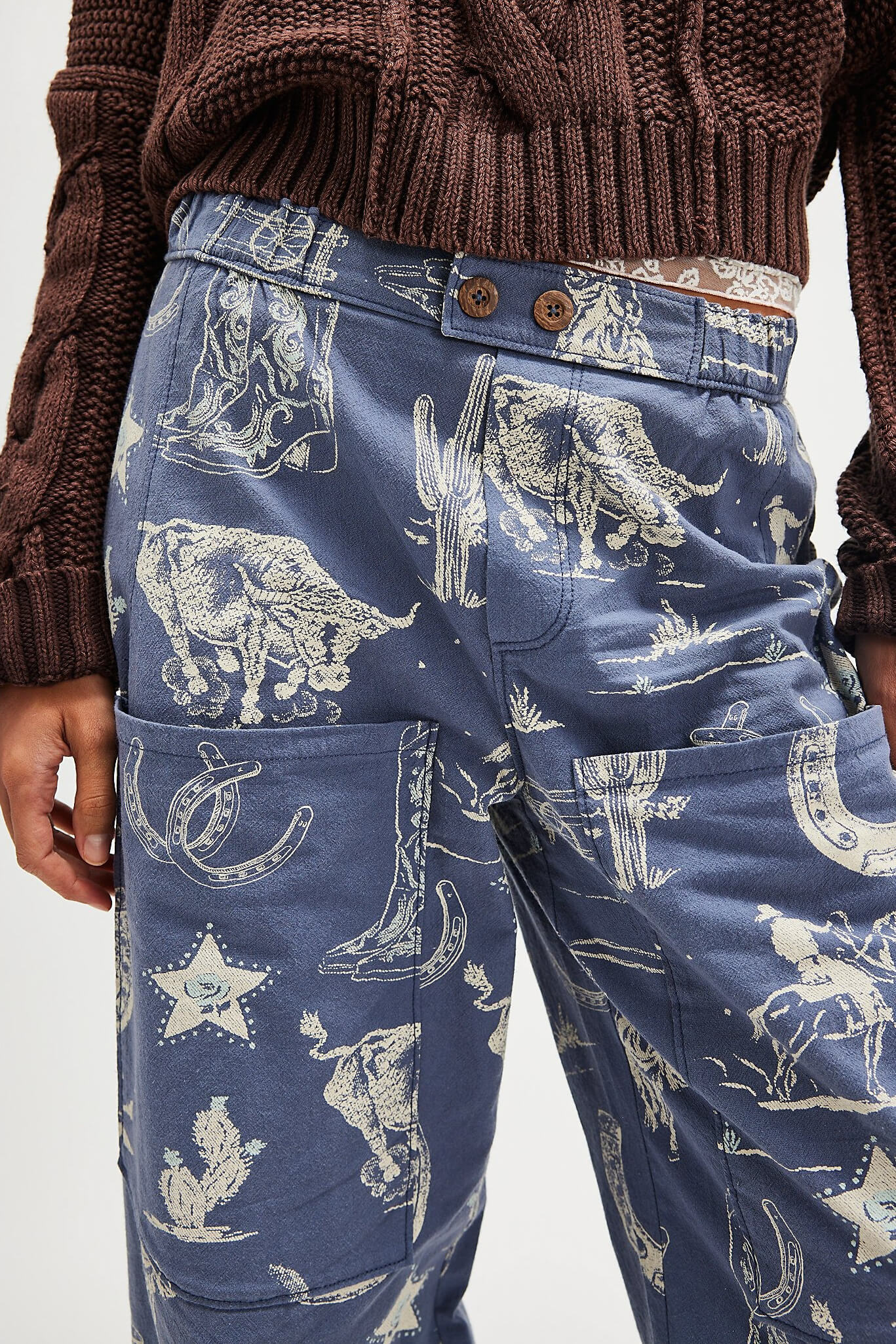 Free People seaside pull on pants in western indigo rodeo