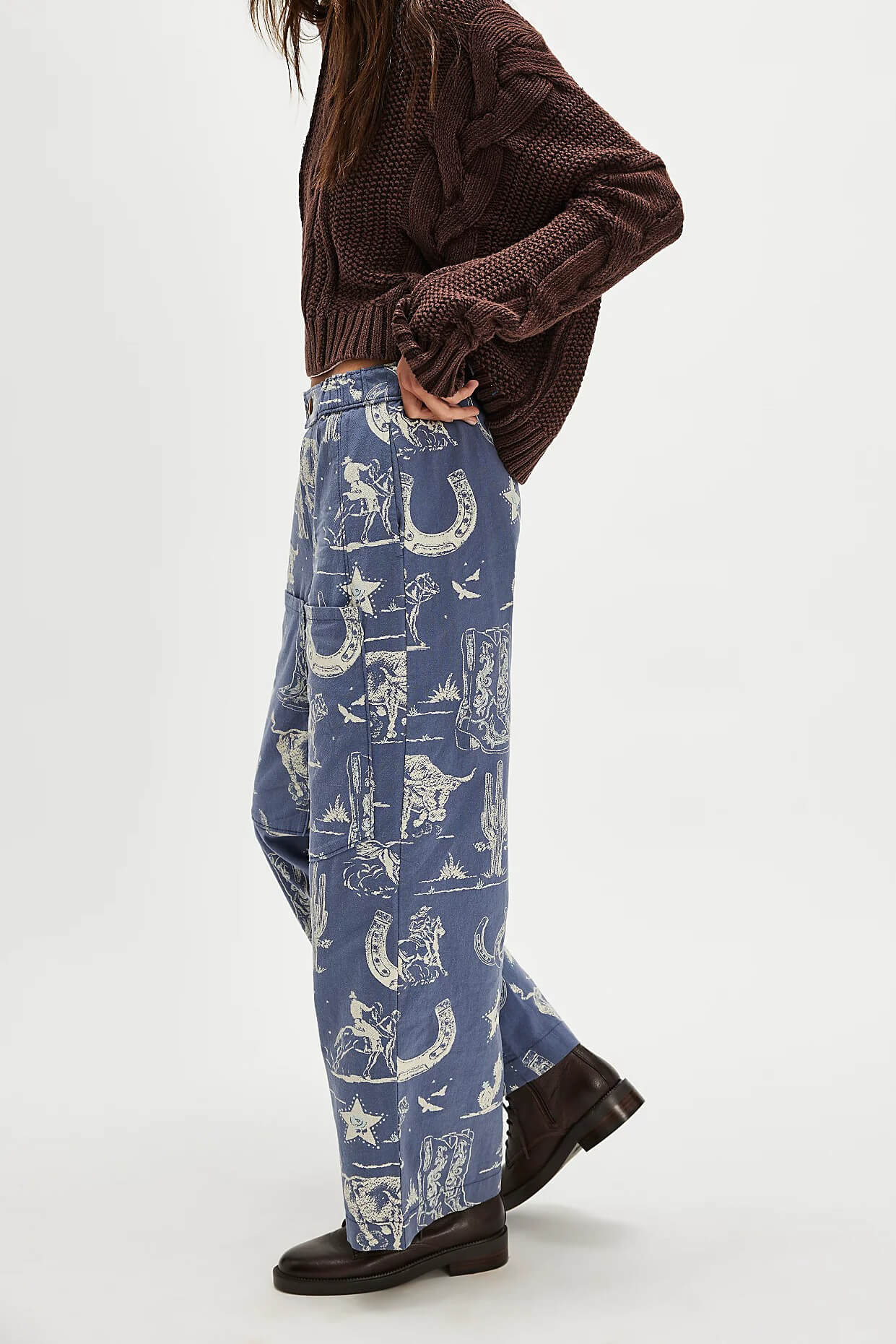 Free People seaside pull on pants in western indigo rodeo