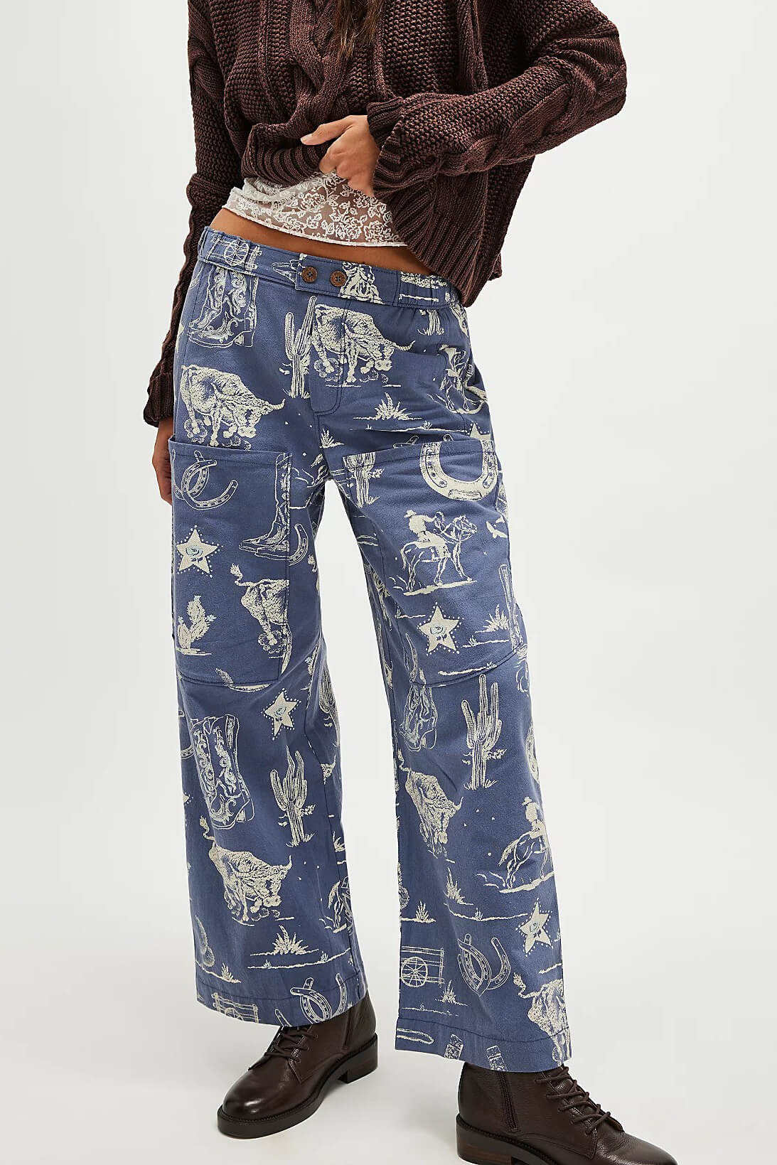 Free People seaside pull on pants in western indigo rodeo