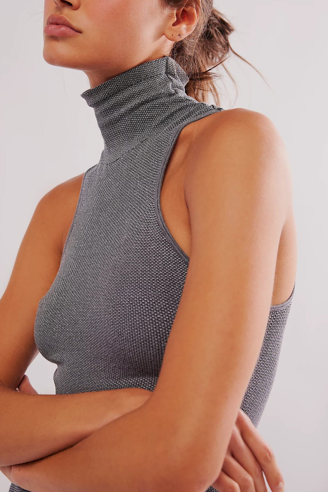 Free People Always Ready seamless turtleneck in black