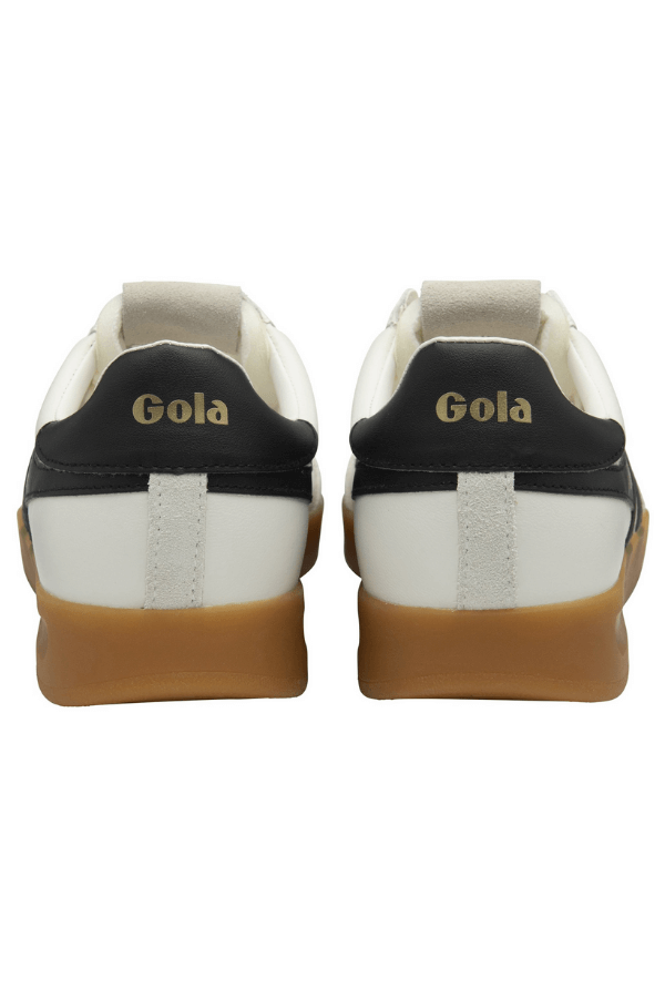 Gola Cyclone leather shoe in black white and gum