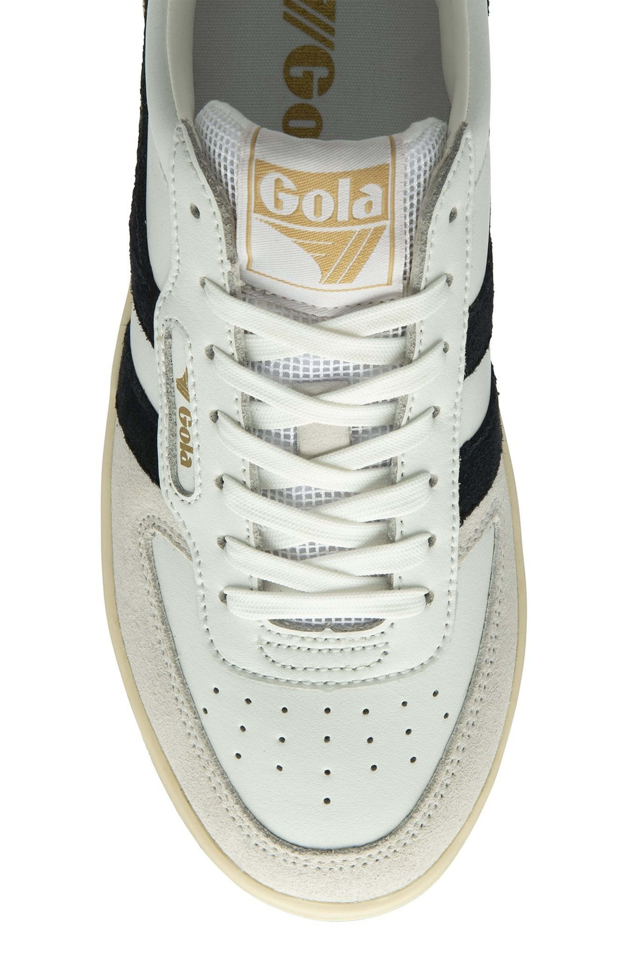 Gola hawk shoe in white black and gold