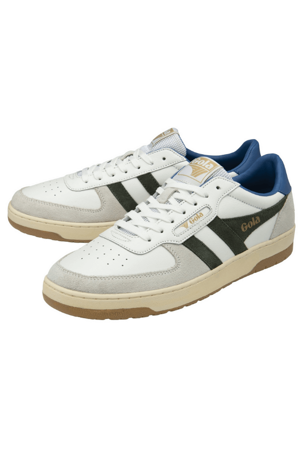 Gola Hawk Shoe in white dark khaki and sapphire