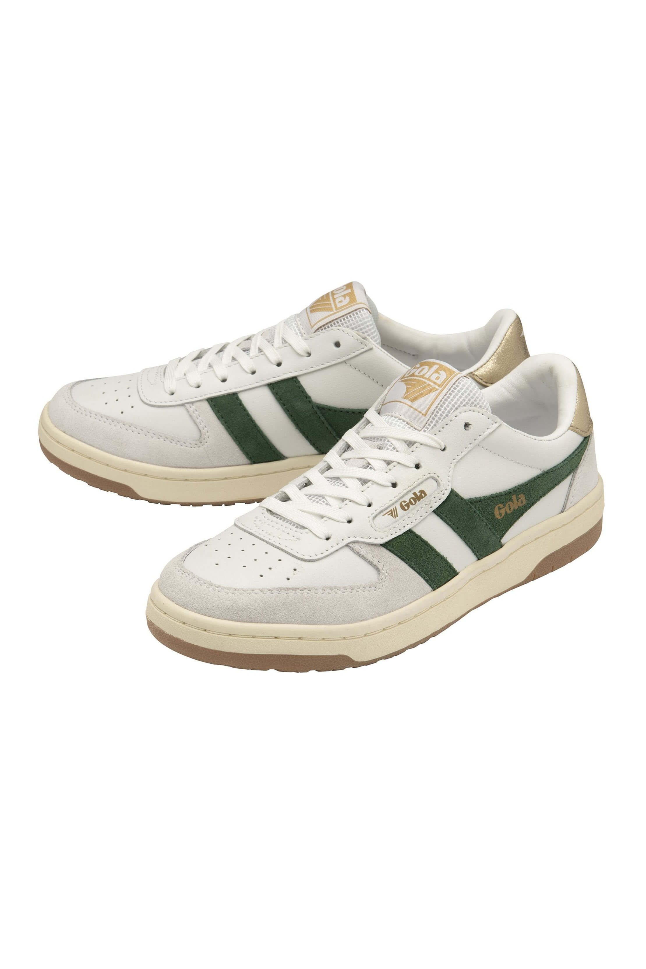 Gola hawk shoe in white dark green and gold