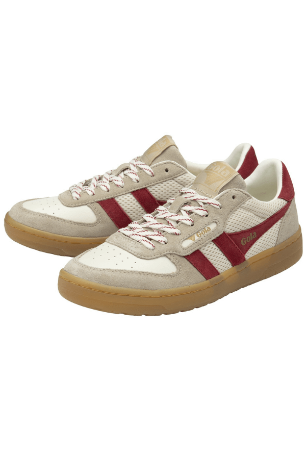 Gola Hawk '83 Shoes in off white, bone, deep red