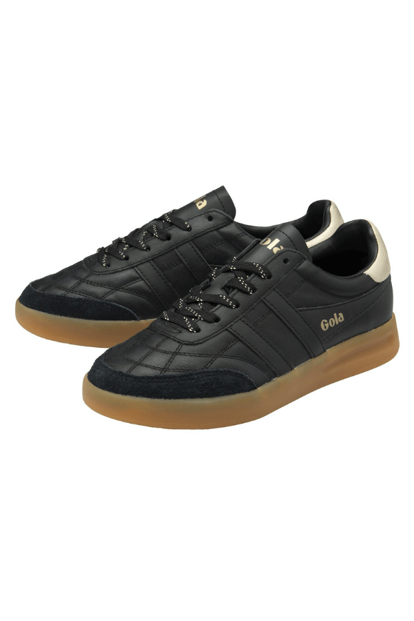Gola Stadia shoe in black gold gum