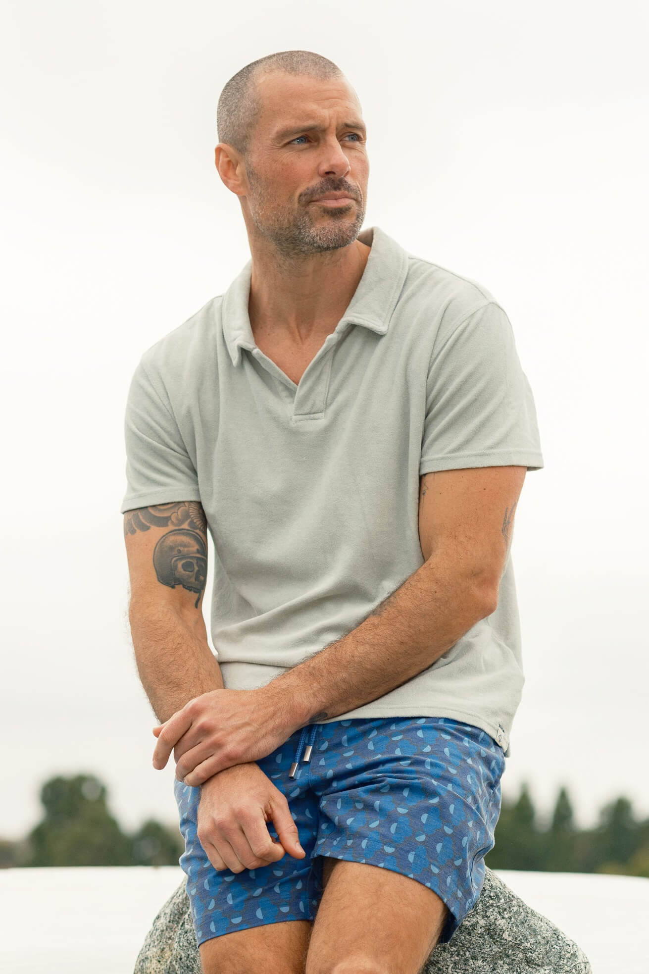 Grayers Riviera Terry Polo in blue haze
