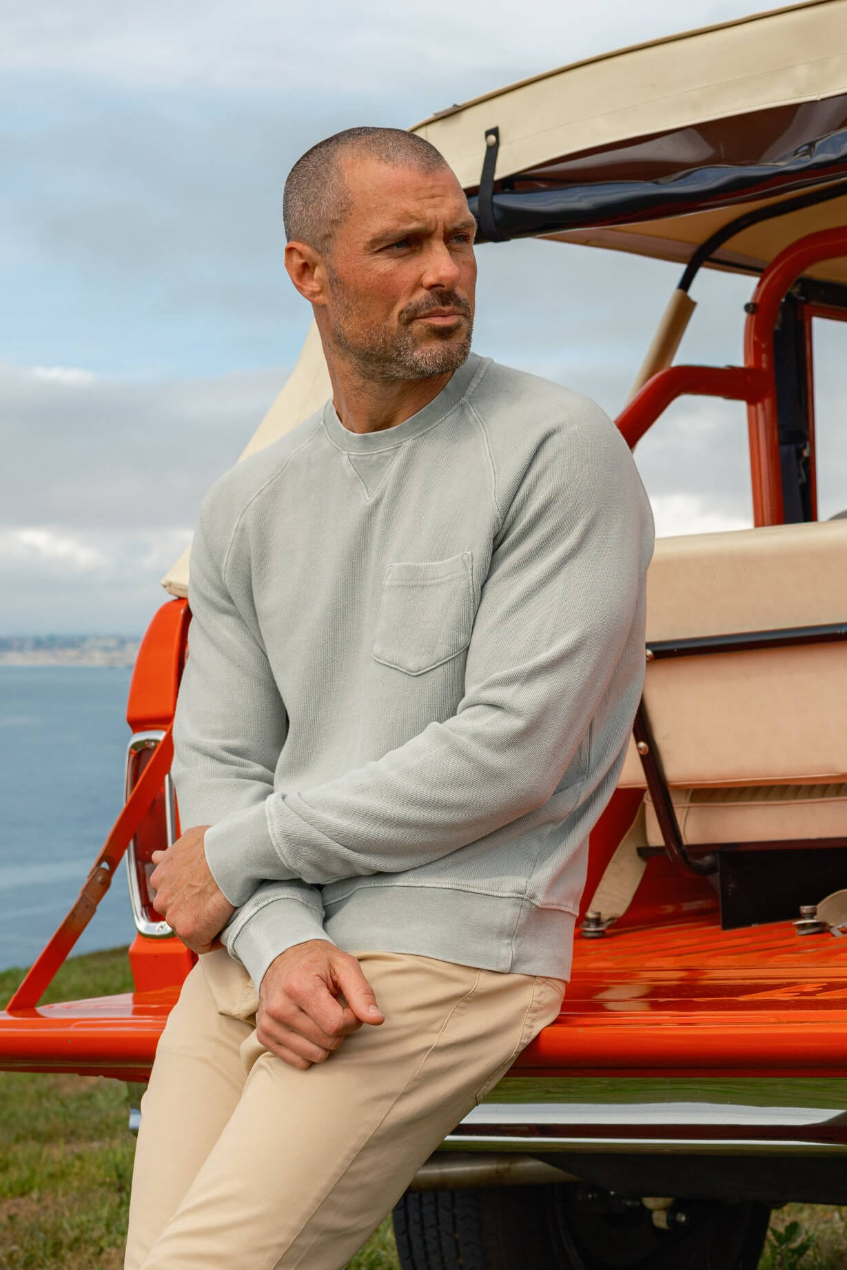 Grayers sunfaded terry crew in blue surf