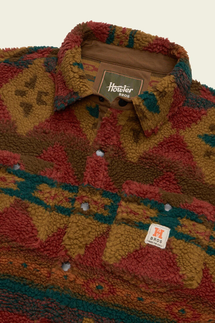 Howler Bros Allegheny Fleece in mitla motif brick