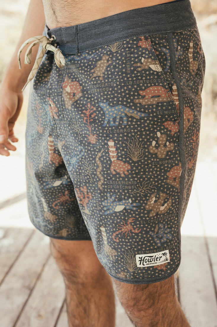 Howler Bros Bruja boardshorts in ecosistema antique black