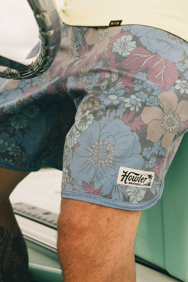 Howler Bros Bruja boardshorts in flower power blues