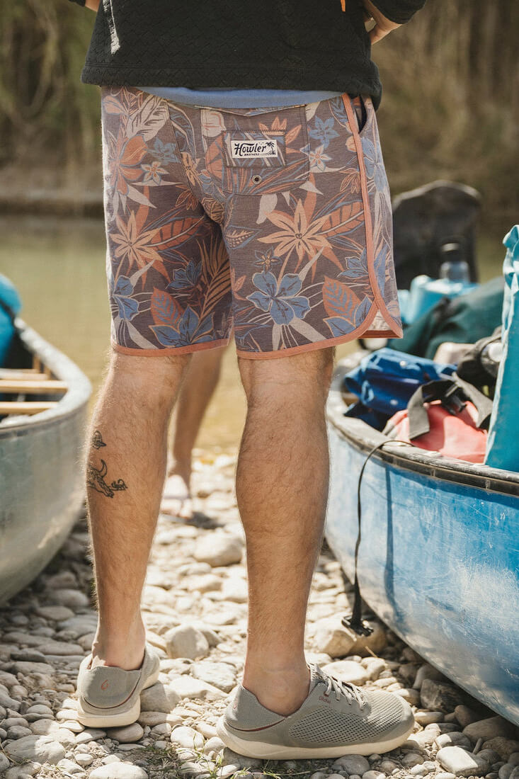 Howler Bros Bruja boardshorts in sky island flora brown