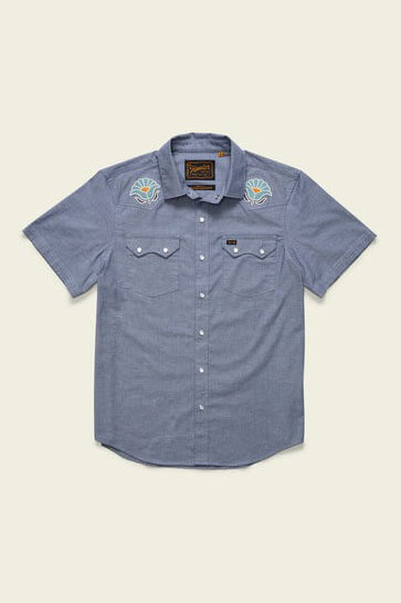 Howler Bros crosscut short sleeve shirt in fresh blooms indigo