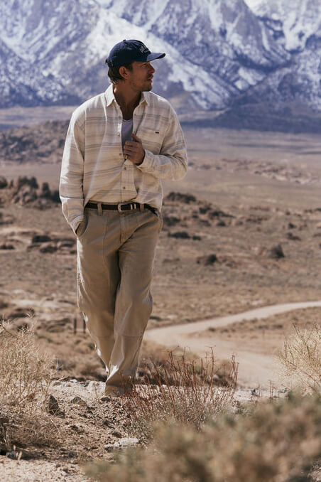 INDUSTRIE Nevada long sleeve shirt in beige combo